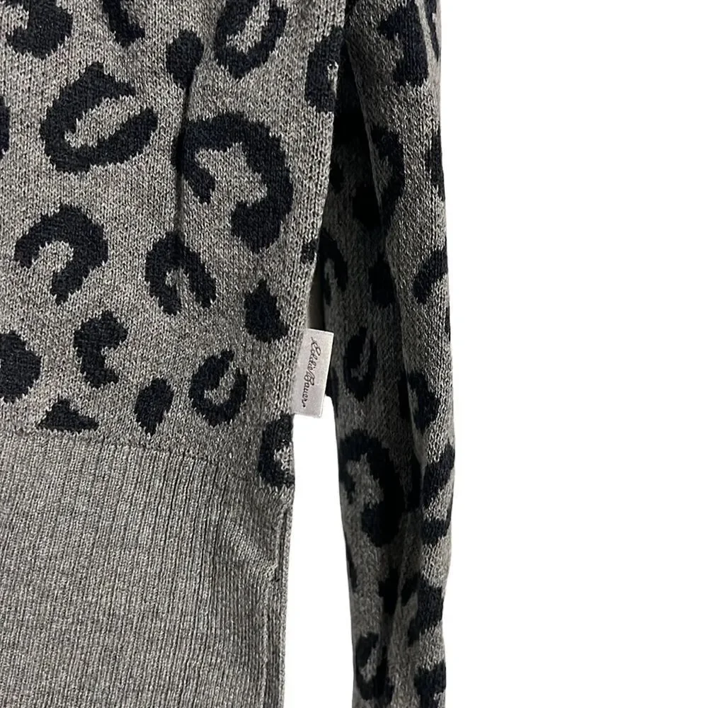 Leopard Sweater Woman’s Size XS Eddie Bauer Animal Print Pullover Knit Cozy